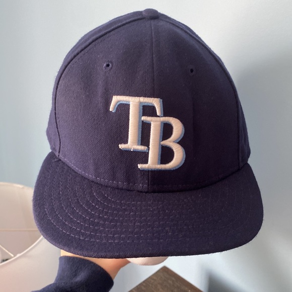 New Era 59 Fifty Tampa Bay Rays Blue & White Embroidered Baseball Hat Size 7 5/8 - Picture 2 of 8